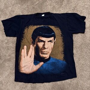 Vintage 1991 Star Trek “Mr.Spock” Full Print Black T-Shirt Single Stitch Large